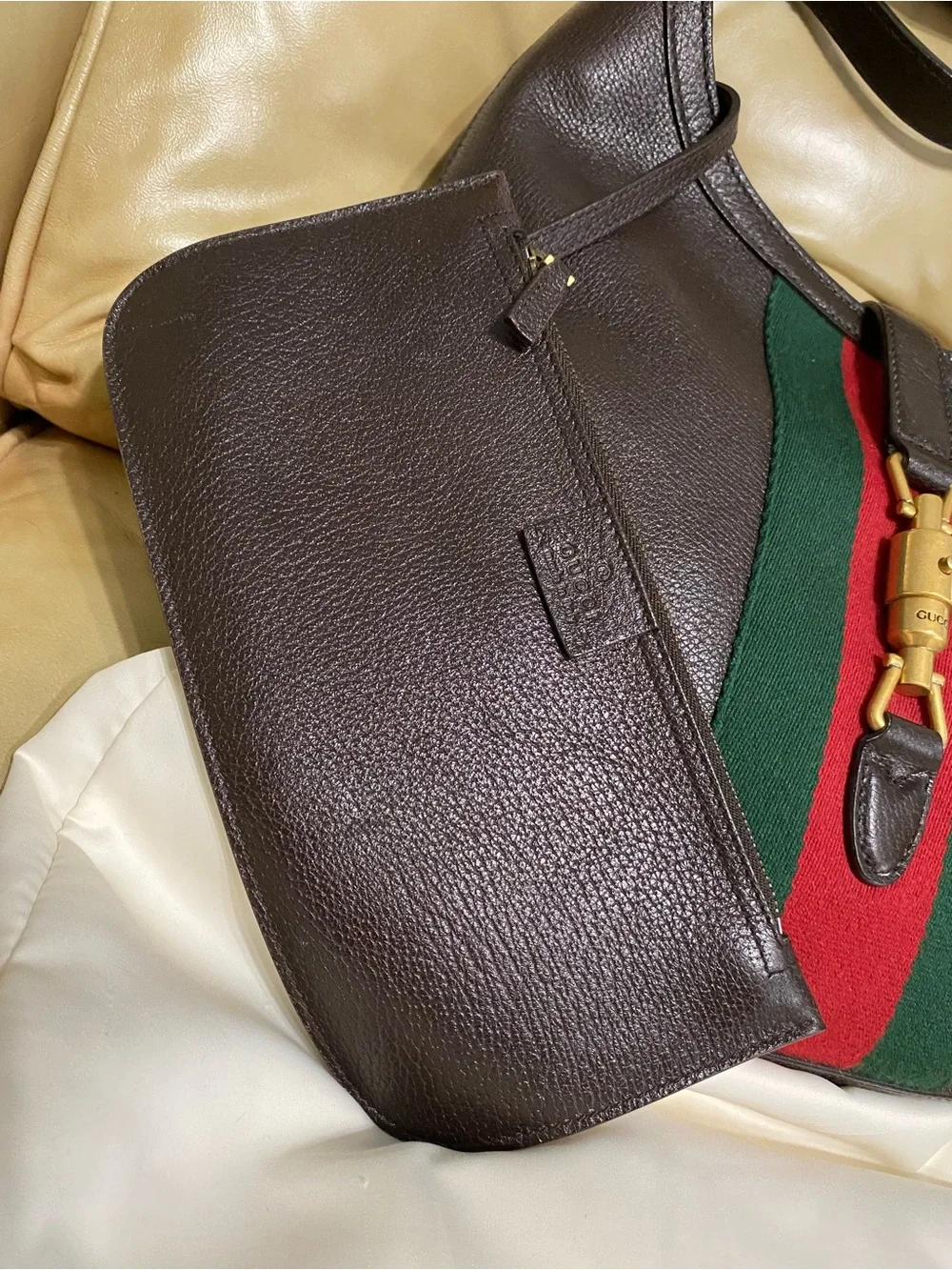 Spectacular Gucci "New Jackie" Hobo Leather Web Stripe w/Pouch 1961 - Picture 7 of 14